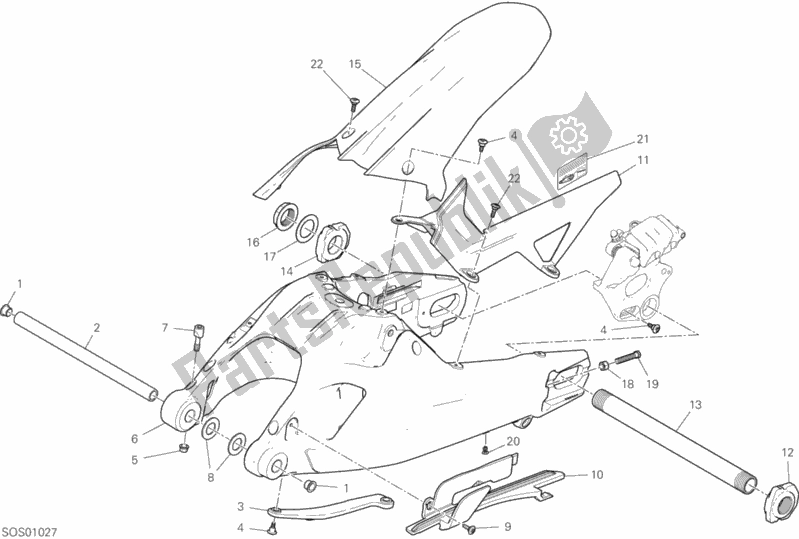 Alle onderdelen voor de Zwenkarm van de Ducati Multistrada 950 Thailand 2020